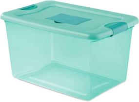 img 3 attached to Sterilite 64 Quart Fresh Scent Box, Aqua Tent Base with Aqua Chrome Lid & Teal Splash Latches - 6 Pack