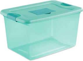 img 1 attached to Sterilite 64 Quart Fresh Scent Box, Aqua Tent Base with Aqua Chrome Lid & Teal Splash Latches - 6 Pack