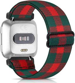 img 4 attached to 🌟 ArodKing Elastic Bands - Compatible with Fitbit Versa/Fitbit Versa Lite Replacement Wristband, Stretch Fashion Handmade Pattern Band in Red Green Grid Design