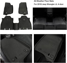 img 3 attached to 🚗 Winunite Black Slush Floor Mats for 2018-2021 Jeep Wrangler JL JLU - Front and Rear All-Weather Carpet Liner Set - TPE Protector - Not for Wrangler JK