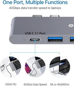 img 1 attached to 💻 Andobil USB C Hub Adapter for MacBook Pro 2020/ MacBook Air 2020, 7-in-2 Dock with 100W PD, 4K HDMI, USB 3.1, SD/Micro SD Card Readers – Grey