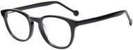 protect your eyes with blue light blocking round eyeglasses for women & men: black frame, anti-blue light lens logo