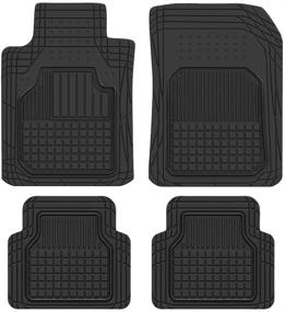 img 4 attached to 🚗 BDK Rubber Car Floor Mats - Classic Square Grid Channel Design - Trim to Fit, 100% Odorless - Enhanced SEO
