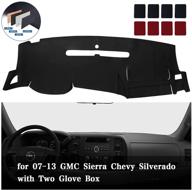 bdfhyk dashboard dash cover pu dash mat for gmc sierra & chevy silverado; fits 2007-2013 models w/ dual glove boxes logo