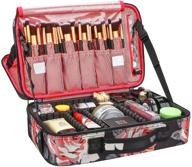 relavel large makeup bag: travel-friendly cosmetic organizer with adjustable dividers and peony pattern design logo