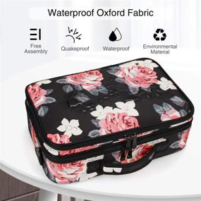 img 1 attached to Relavel Large Makeup Bag: Travel-Friendly Cosmetic Organizer with Adjustable Dividers and Peony Pattern Design