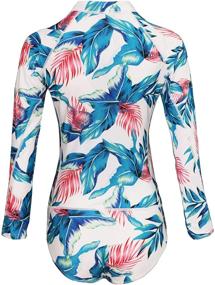 img 1 attached to 🌊 YUNAR Zip-up Women's Wetsuit: Long Sleeve High Neck Rash Guard Shirt, Monokini One Piece Swimsuit