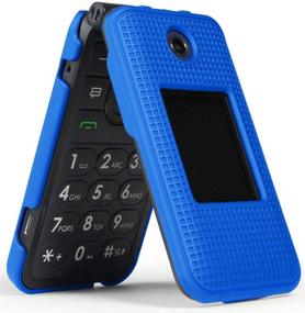 img 1 attached to 📱 Protective Snap-On Cover [Cobalt Blue - Grid Texture] for AT&T Cingular Flip IV Phone (U102AA) and Cricket Debut Flip (U102AC)