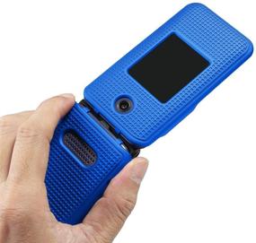 img 2 attached to 📱 Protective Snap-On Cover [Cobalt Blue - Grid Texture] for AT&T Cingular Flip IV Phone (U102AA) and Cricket Debut Flip (U102AC)