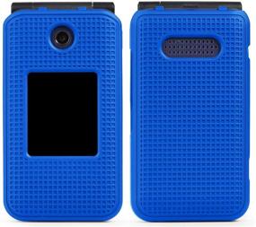 img 3 attached to 📱 Protective Snap-On Cover [Cobalt Blue - Grid Texture] for AT&T Cingular Flip IV Phone (U102AA) and Cricket Debut Flip (U102AC)