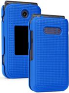 📱 protective snap-on cover [cobalt blue - grid texture] for at&t cingular flip iv phone (u102aa) and cricket debut flip (u102ac) logo