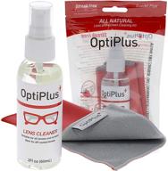 optiplus streak-free glasses cleaner: all-natural lens cleaning spray with dual-purpose microfiber cloth logo