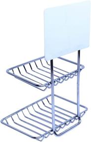 img 2 attached to 🛁 Versatile Removable Double Layer Soap Holder: Chrome Bathroom/Kitchen Storage Rack with Magic Sticker Adhesive - Shower/Laundry Room Organizer