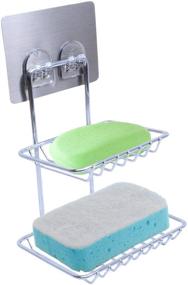 img 4 attached to 🛁 Versatile Removable Double Layer Soap Holder: Chrome Bathroom/Kitchen Storage Rack with Magic Sticker Adhesive - Shower/Laundry Room Organizer