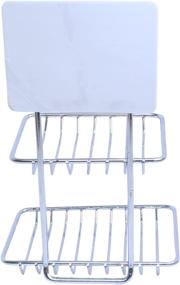 img 1 attached to 🛁 Versatile Removable Double Layer Soap Holder: Chrome Bathroom/Kitchen Storage Rack with Magic Sticker Adhesive - Shower/Laundry Room Organizer
