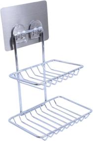 img 3 attached to 🛁 Versatile Removable Double Layer Soap Holder: Chrome Bathroom/Kitchen Storage Rack with Magic Sticker Adhesive - Shower/Laundry Room Organizer