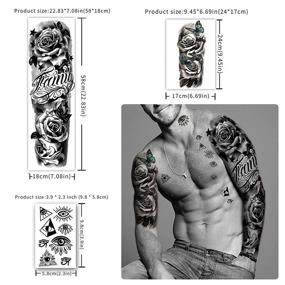 img 3 attached to 🖌️ 46 Sheets of Waterproof Temporary Tattoos: 8 Sheets Extra Large Full Arm, 8 Sheets Half Arm Shoulder, and 30 Sheets Tiny Stickers for Lasting Tattoo Designs - Ideal for Girls, Women, or Men