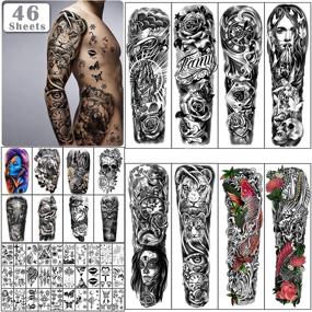 img 4 attached to 🖌️ 46 Sheets of Waterproof Temporary Tattoos: 8 Sheets Extra Large Full Arm, 8 Sheets Half Arm Shoulder, and 30 Sheets Tiny Stickers for Lasting Tattoo Designs - Ideal for Girls, Women, or Men