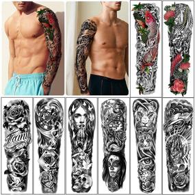 img 2 attached to 🖌️ 46 Sheets of Waterproof Temporary Tattoos: 8 Sheets Extra Large Full Arm, 8 Sheets Half Arm Shoulder, and 30 Sheets Tiny Stickers for Lasting Tattoo Designs - Ideal for Girls, Women, or Men