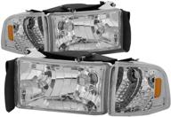 🔦 chrome amber replacement headlights for 1994-2002 ram - dna motoring hl-oh-dr944p-ch-am logo