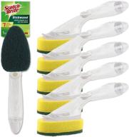 3m scotch-brite (6 pack) heavy duty dish wand with soap dispenser and dish scrubber pads for home kitchen logo