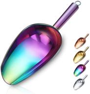 🌈 berglander stainless steel rainbow ice scoop 6 oz: titanium colorful plating metal ice scooper - multipurpose tool for ice makers, candy, weddings, kitchen bars, parties, pet food & beach логотип