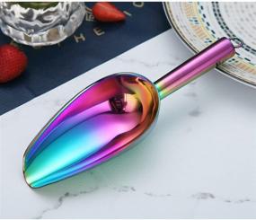 img 1 attached to 🌈 Berglander Stainless Steel Rainbow Ice Scoop 6 OZ: Titanium Colorful Plating Metal Ice Scooper - Multipurpose Tool for Ice Makers, Candy, Weddings, Kitchen Bars, Parties, Pet Food & Beach