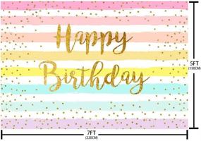 img 1 attached to 🎉 Mehofond Rainbow Stripes Happy Birthday Backdrop: Colorful Golden Dot Photo Props for Memorable Party Decorations!