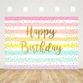 img 3 attached to 🎉 Mehofond Rainbow Stripes Happy Birthday Backdrop: Colorful Golden Dot Photo Props for Memorable Party Decorations!