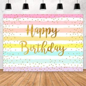 img 4 attached to 🎉 Mehofond Rainbow Stripes Happy Birthday Backdrop: Colorful Golden Dot Photo Props for Memorable Party Decorations!