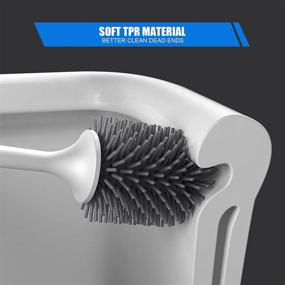 img 1 attached to VMVN Compact Toilet Bowl Brush and Holder Set, Silicone Bristles Toilet Scrubber for Deep Bathroom Cleaning