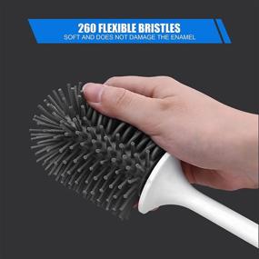 img 2 attached to VMVN Compact Toilet Bowl Brush and Holder Set, Silicone Bristles Toilet Scrubber for Deep Bathroom Cleaning