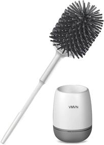 img 4 attached to VMVN Compact Toilet Bowl Brush and Holder Set, Silicone Bristles Toilet Scrubber for Deep Bathroom Cleaning