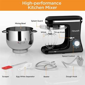 img 1 attached to 🍞 HOWORK Stand Mixer, 8.45 QT Bowl 660W Food Mixer, Multi Functional Kitchen Electric Mixer With Dough Hook, Whisk, Beater, Egg White Separator - Increased Capacity (8.45 QT, Black)