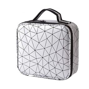 img 4 attached to 💄 Hoyofo Silver Makeup Case: Adjustable Dividers, Organizer for Women. Small Travel Cosmetic Train Case with Brush Holder - Ideal for Artists & Storage Bag