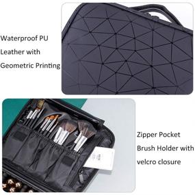 img 1 attached to 💄 Hoyofo Silver Makeup Case: Adjustable Dividers, Organizer for Women. Small Travel Cosmetic Train Case with Brush Holder - Ideal for Artists & Storage Bag