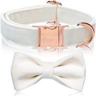 feeyar cute bowtie dog collar with metal buckle, perfect for 🐶 small to large male and female dogs and puppies, white velvet, size xs logo