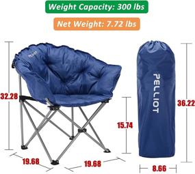 img 3 attached to 🪑 Pelliots's Folding Moon Saucer Camping Chair with Cup Holder - Supports Up to 300 lbs for Outdoor Camping, Hiking, and Fishing - Padded and Portable with Carry Bag