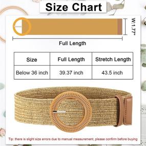 img 3 attached to Stylish 2-Piece Women Straw Woven Elastic Stretch Waist Belt with Wooden Style Buckle