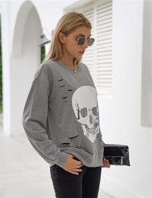 img 1 attached to 🔥 Blooming Jelly Women's Crewneck Sweatshirt with Skull Graphic - Long Sleeve Top Pullover in Oversized Sweater Style