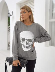 img 2 attached to 🔥 Blooming Jelly Women's Crewneck Sweatshirt with Skull Graphic - Long Sleeve Top Pullover in Oversized Sweater Style