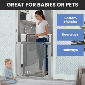 img 1 attached to 🔒 Delta Children Easy Install Pressure Mounted Baby and Pet Safety Gate - No Drill, Tool-Free Installation - Walk Through Door - Grey