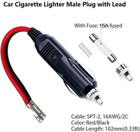 img 1 attached to 🚗 High-performance 12V Car Cigarette Lighter Power Adapter - 24V Male Plug with Leads, Auto Accessories with LED Lights and 15A Fuse