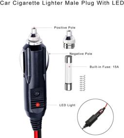 img 2 attached to 🚗 High-performance 12V Car Cigarette Lighter Power Adapter - 24V Male Plug with Leads, Auto Accessories with LED Lights and 15A Fuse