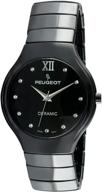 ⌚ peugeot swiss women's ceramic watch with stainless steel deployment clasp logo