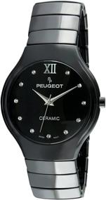 img 4 attached to ⌚ Peugeot Swiss Women's Ceramic Watch with Stainless Steel Deployment Clasp