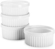 sweese 503.401 porcelain ramekins for baking - 12 oz souffle dish - set of 4, white logo