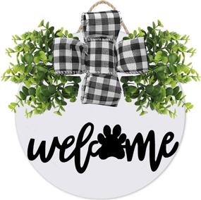 img 4 attached to 🐾 Rustic Wooden Welcome Sign with Paw for Front Door Wreath - Perfect Outdoor Decorations for Home, Farmhouse, and Front Porch