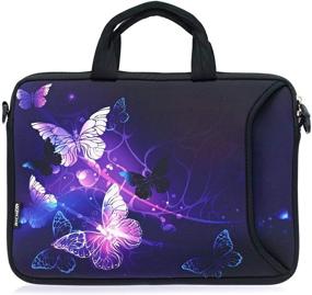 img 3 attached to 🦋 RICHEN 17-Inch Laptop Shoulder Bag: Stylish and Protective Case for 15.6-17.3 Inch Laptops with Handle - Butterflies Design