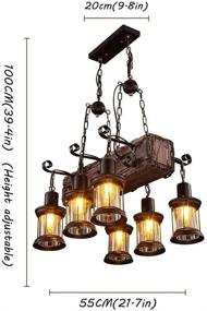 img 2 attached to 🔆 Industrial Rustic Wood Beam Linear Island Pendant Light Chandelier - Farmhouse Lighting Fixture with 6-Light Hanging Ceiling